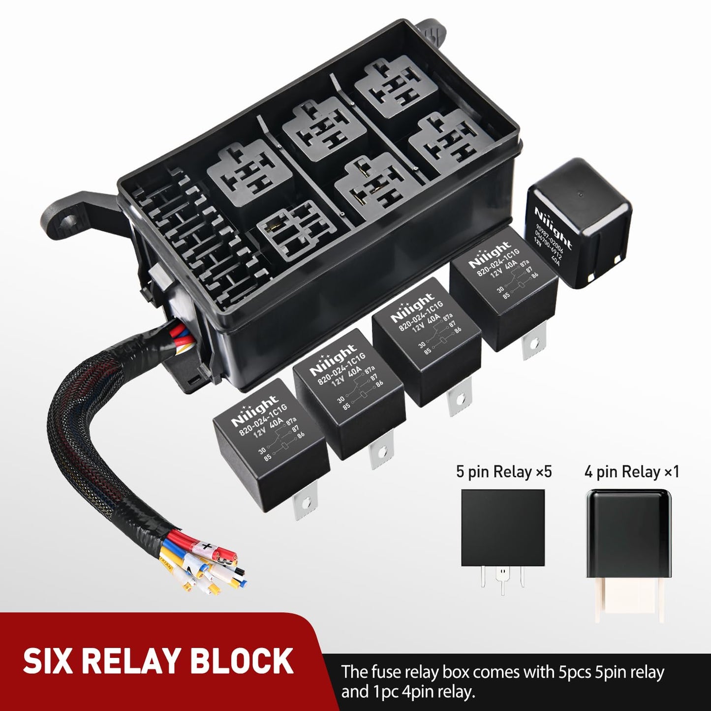 Nilight 5 Pack 30A Fuse Relay