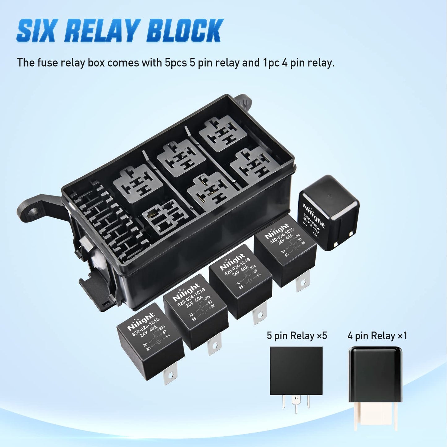 Nilight 5 Pack 30A Fuse Relay