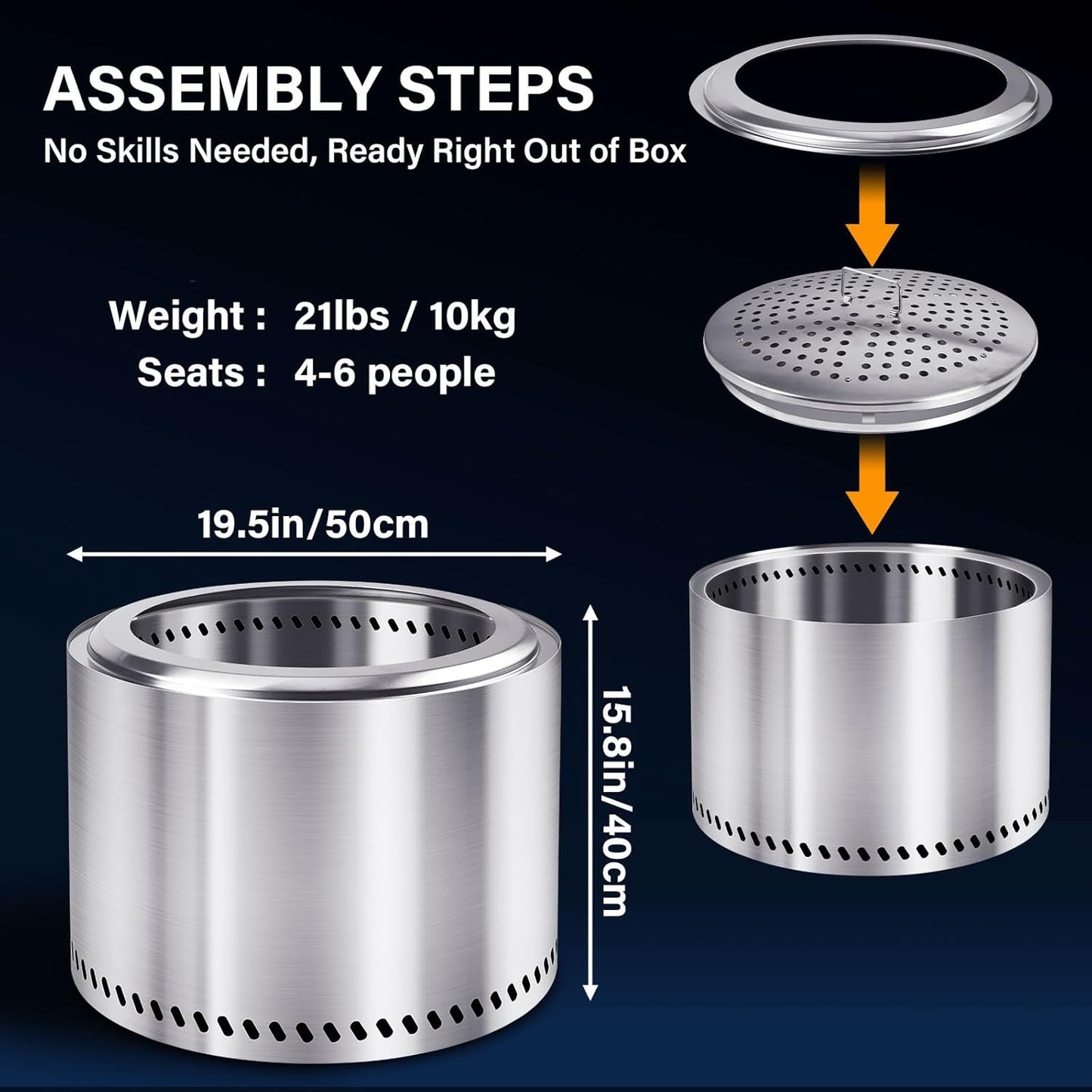 HGD 19.5" Smokeless Fire Pit Outdoor