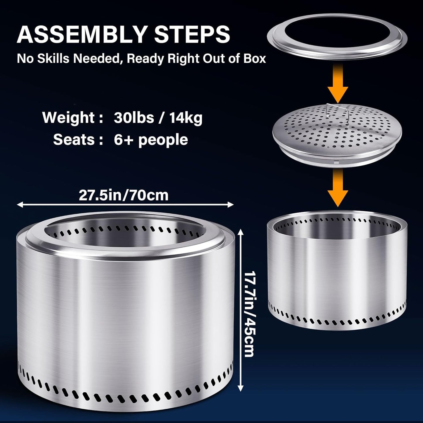 HGD 19.5" Smokeless Fire Pit Outdoor