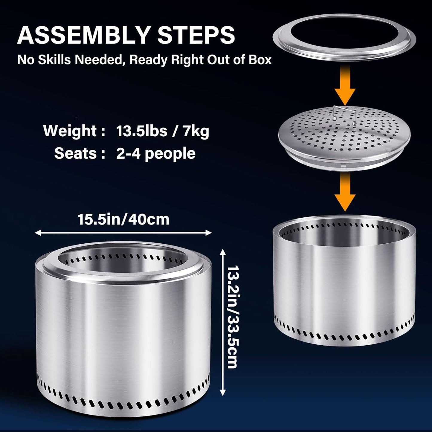 HGD 19.5" Smokeless Fire Pit Outdoor