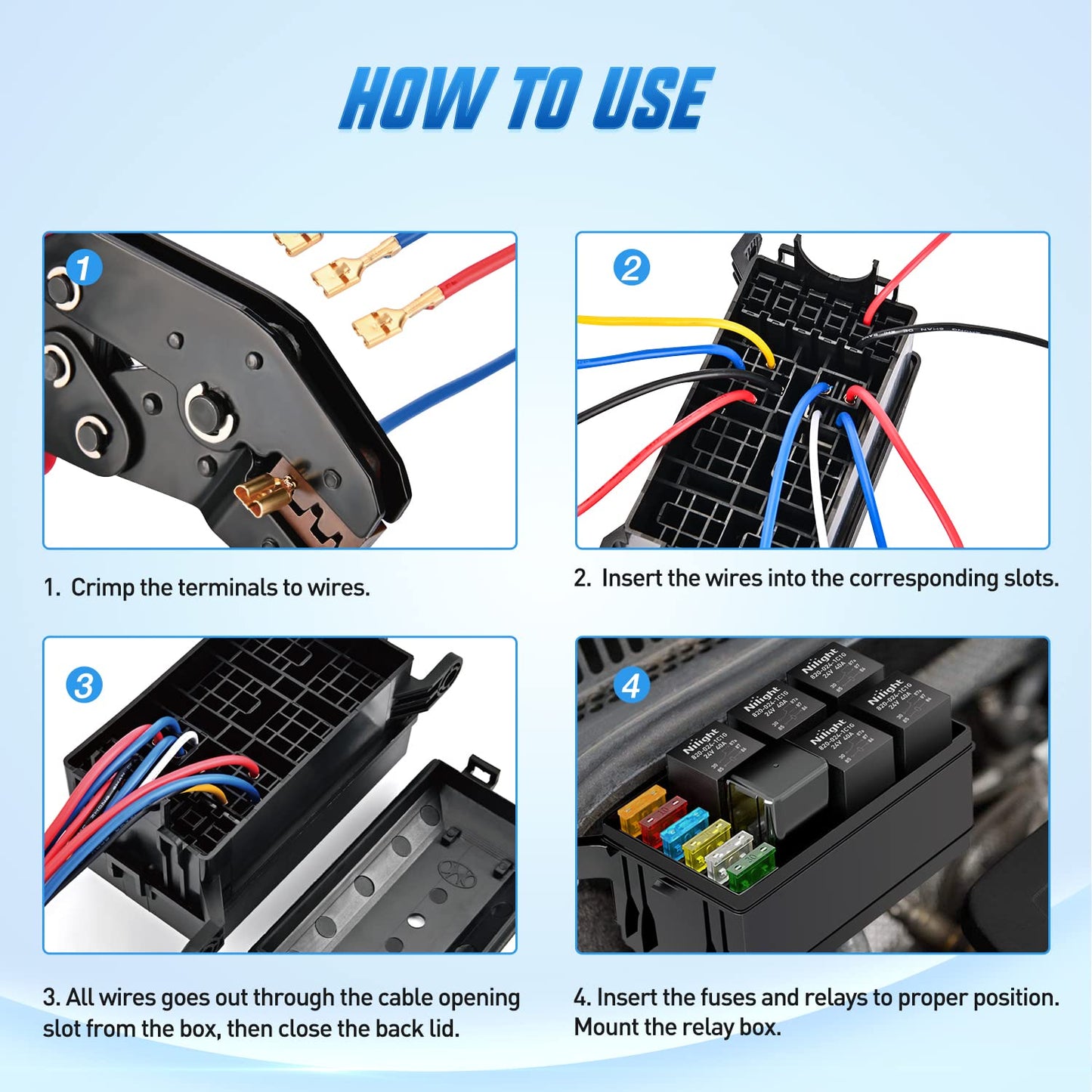 Nilight 5 Pack 30A Fuse Relay