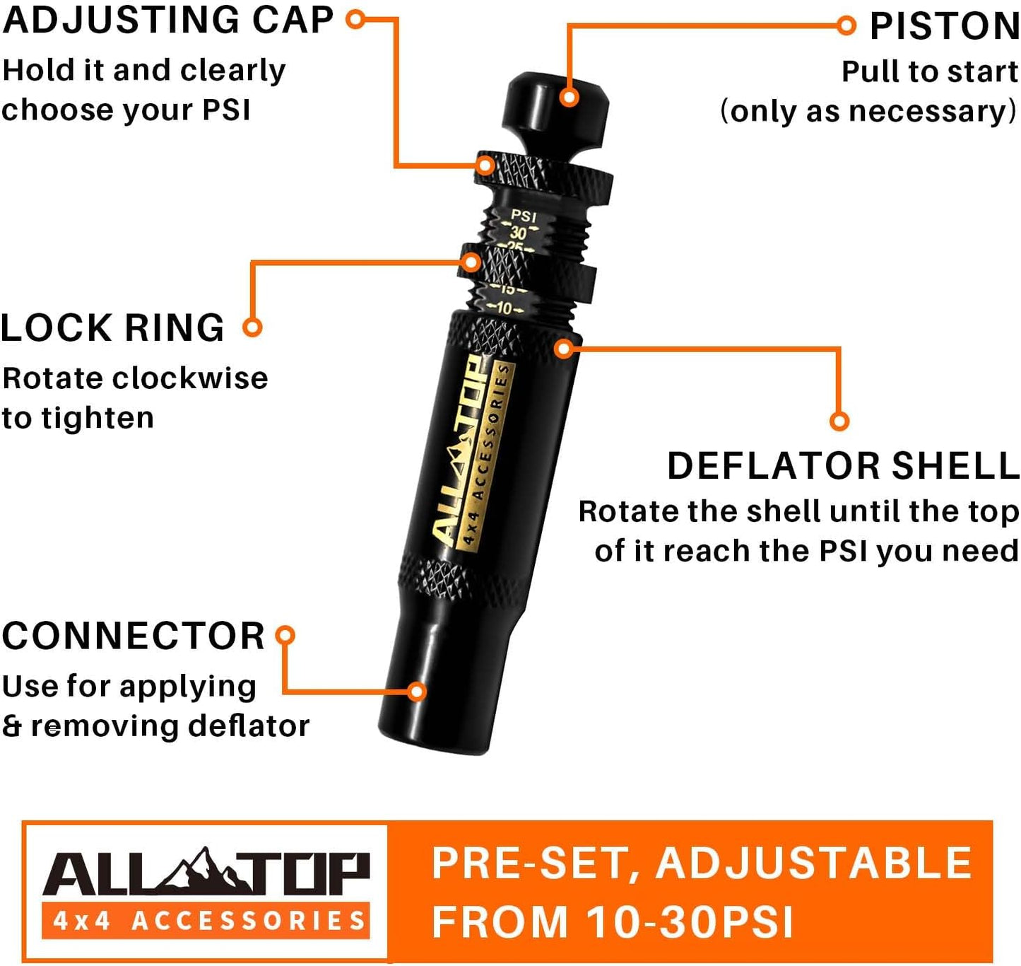 ALL-TOP Adjustable Auto-Stop Tire Deflators