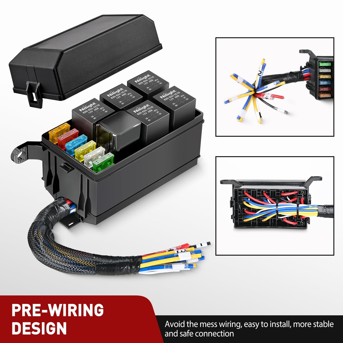 Nilight 5 Pack 30A Fuse Relay