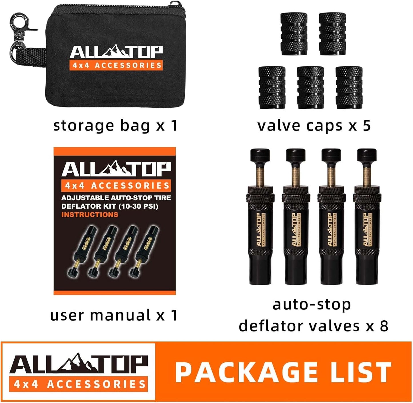 ALL-TOP Adjustable Auto-Stop Tire Deflators