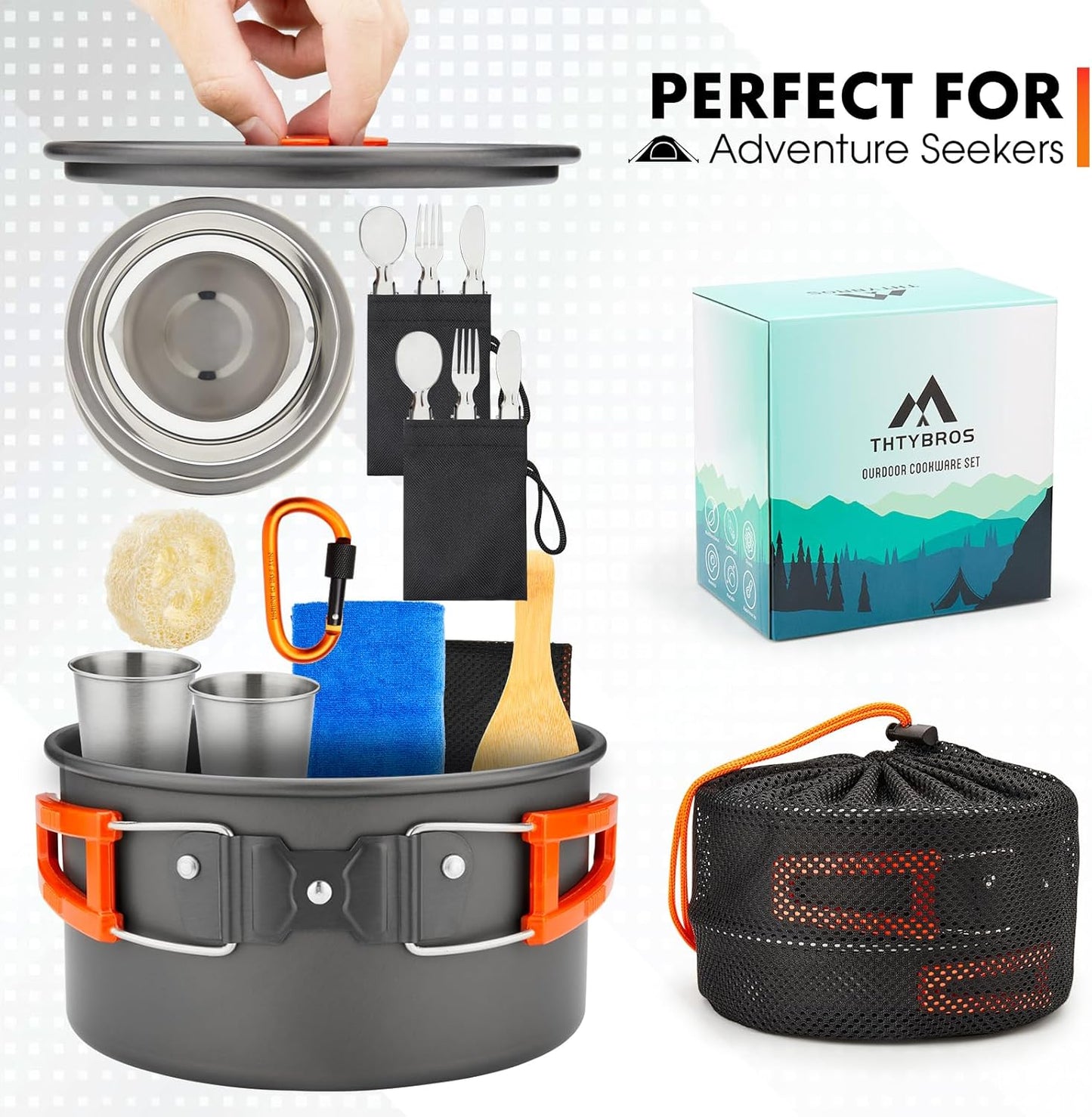 17pcs Camping Cookware Kit